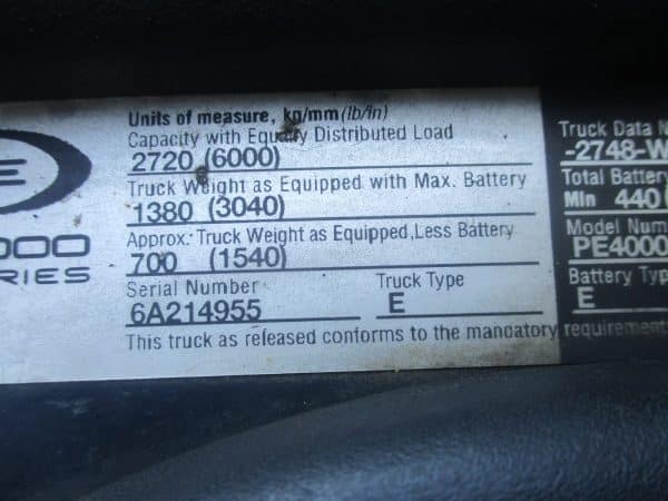 CROWN 6A214955 Data plate 1