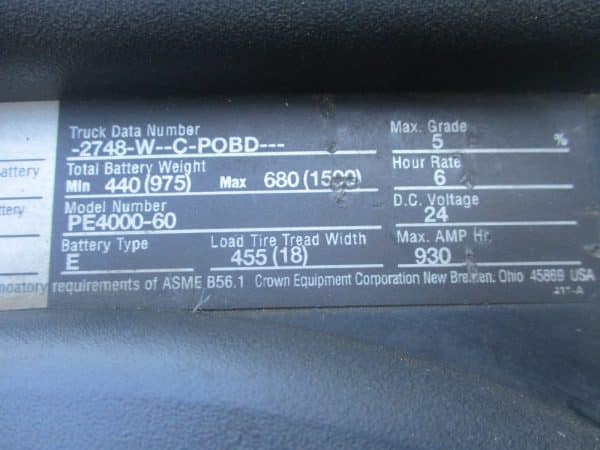 CROWN 6A214955 Data plate 2