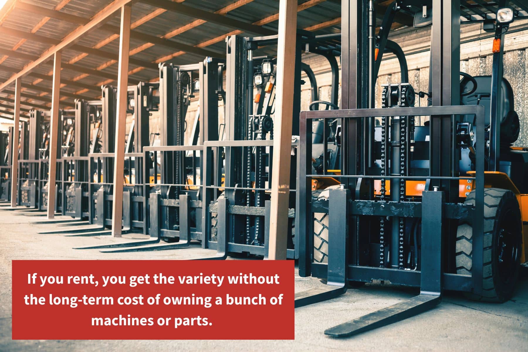 If you rent, you get the variety without the long-term cost of owning a bunch of machines or parts.